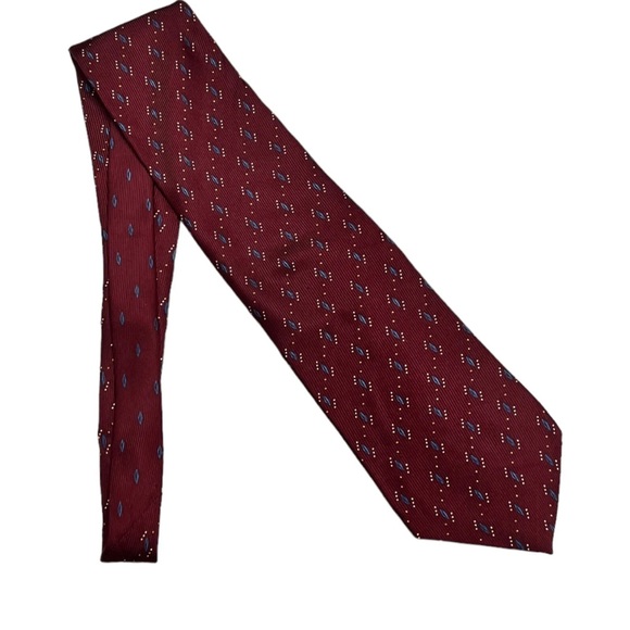 Nautica Mens Tie Silk Geometry Red Classic Designer 57” X 4” - Picture 1 of 6
